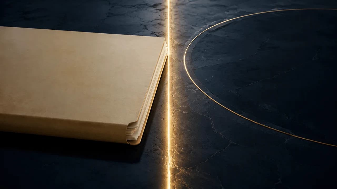 An official decision document crosses a luminous boundary marking the legal limits of delegated authority.